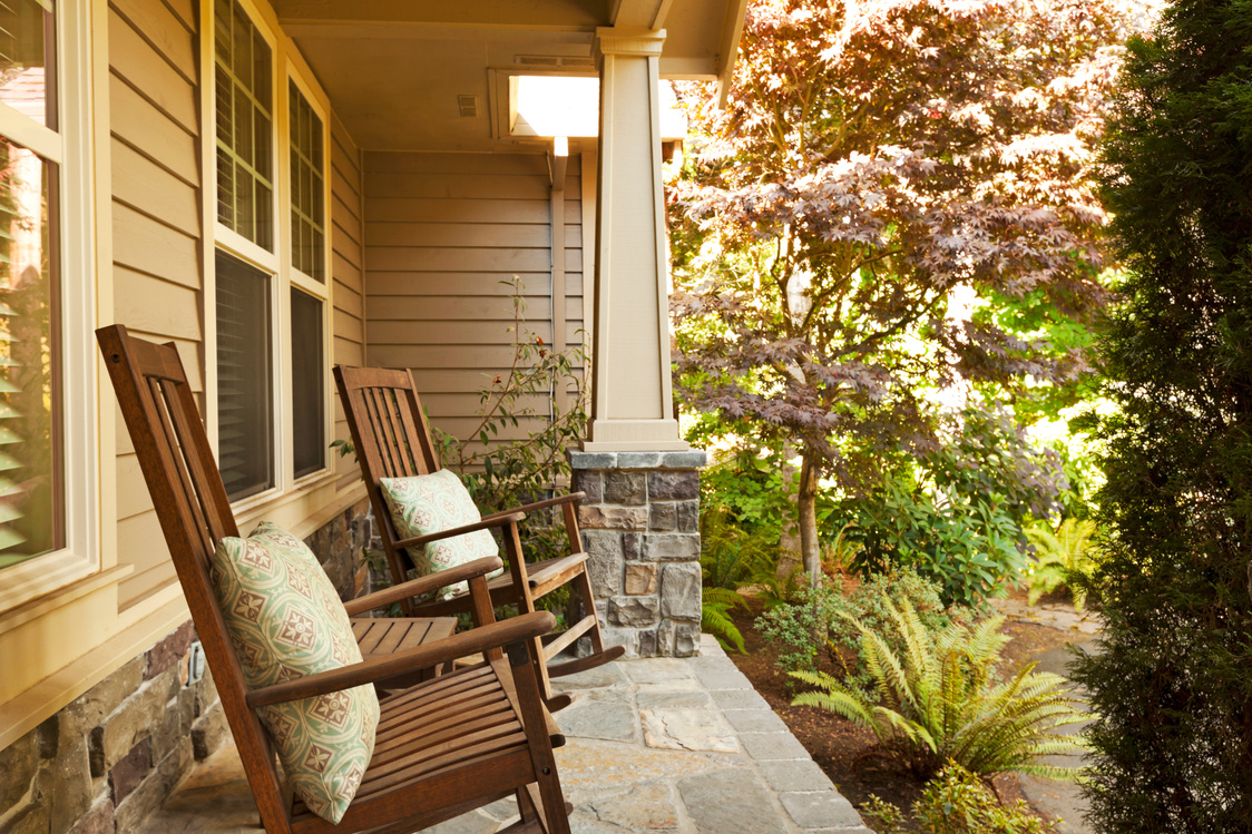 Front Porch with Rocking Chairs