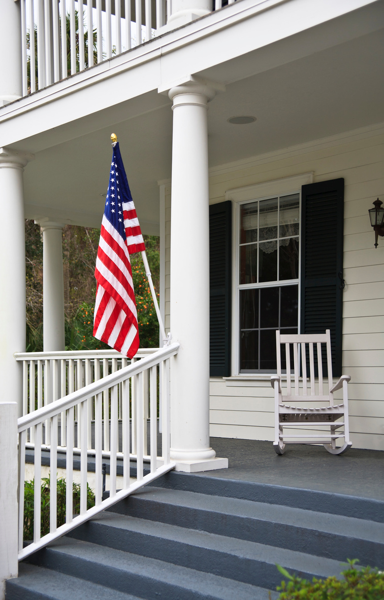 Front Porch with American Flag